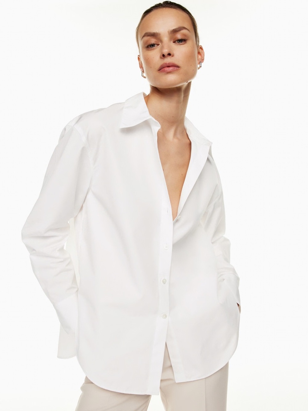 Babaton Essential Poplin Relaxed Shirt White Size XS Aritzia #106650